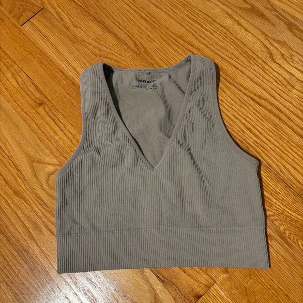 Garage Basic Ribbed Beige crop top